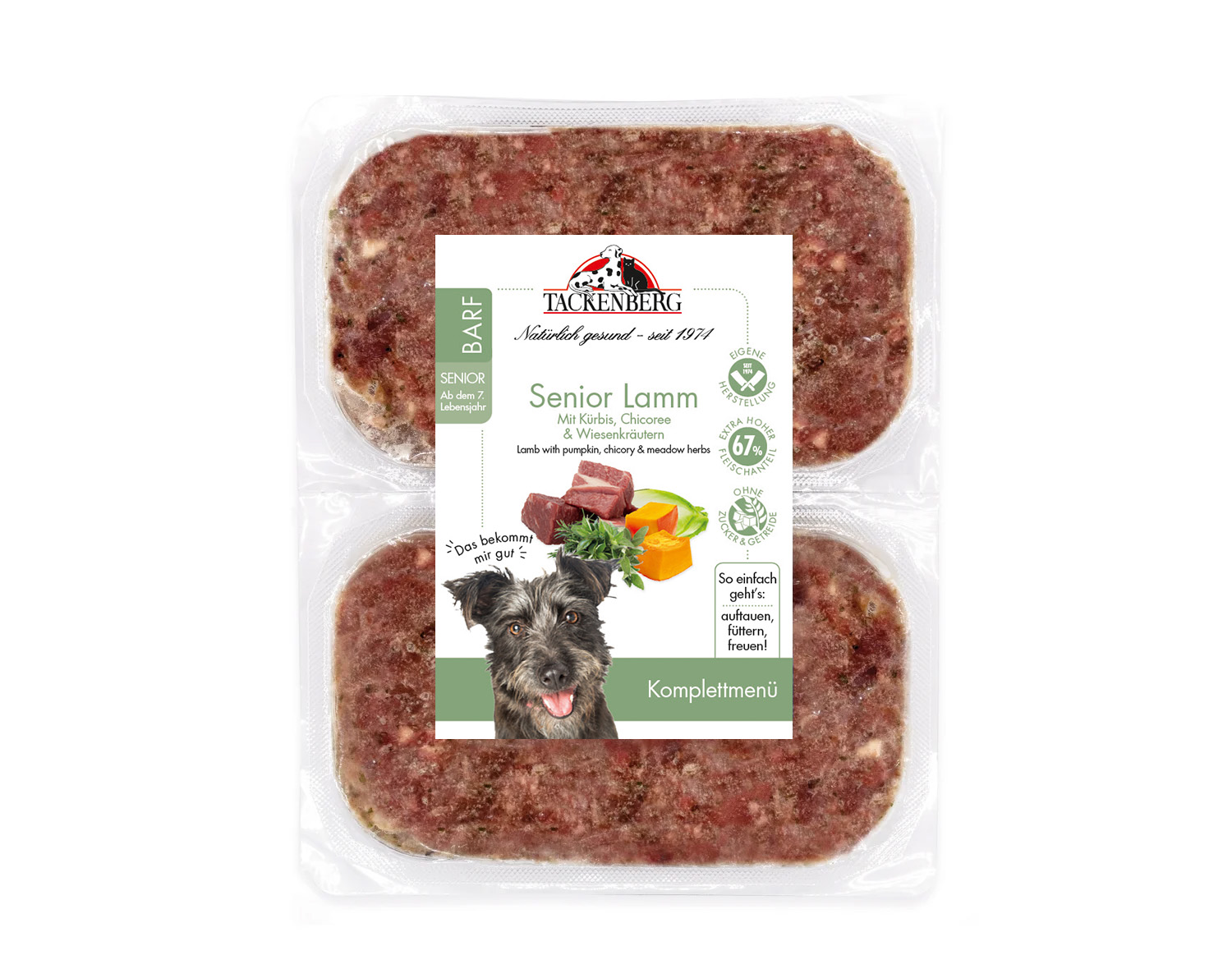 BARF Seniorenmenü vom Lamm mit Kürbis & Wiesenkräutern