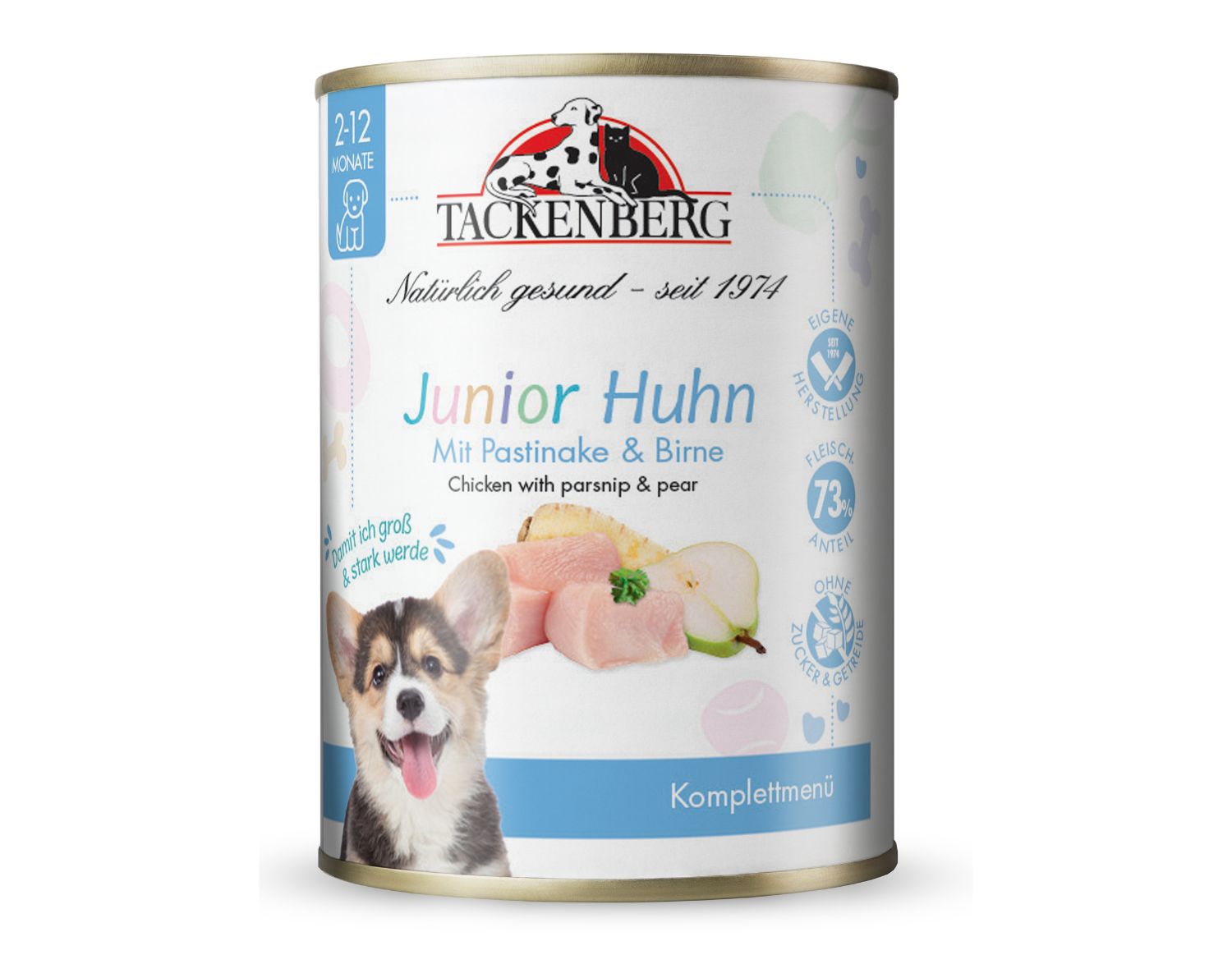 Nassfuttermenü für Welpen vom Freilandhuhn mit Pastinaken & Birne